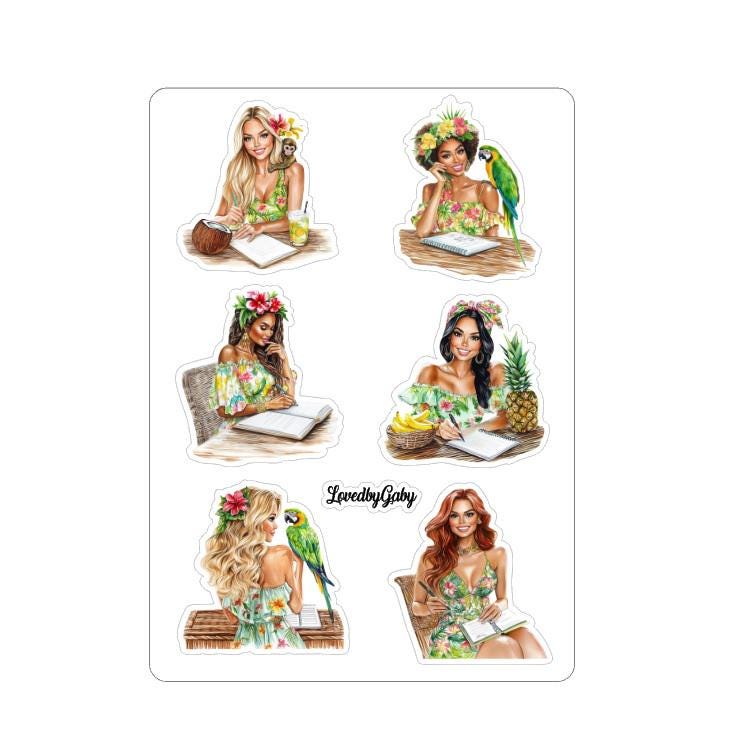 LovedbyGaby stickers tropical planner girl