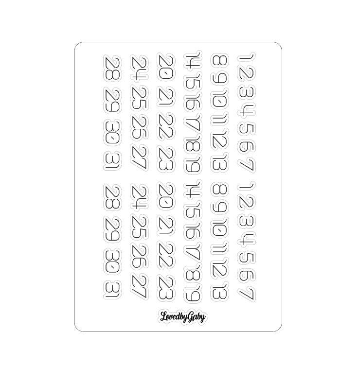 LovedbyGaby stickers bujo nummers, week en maand