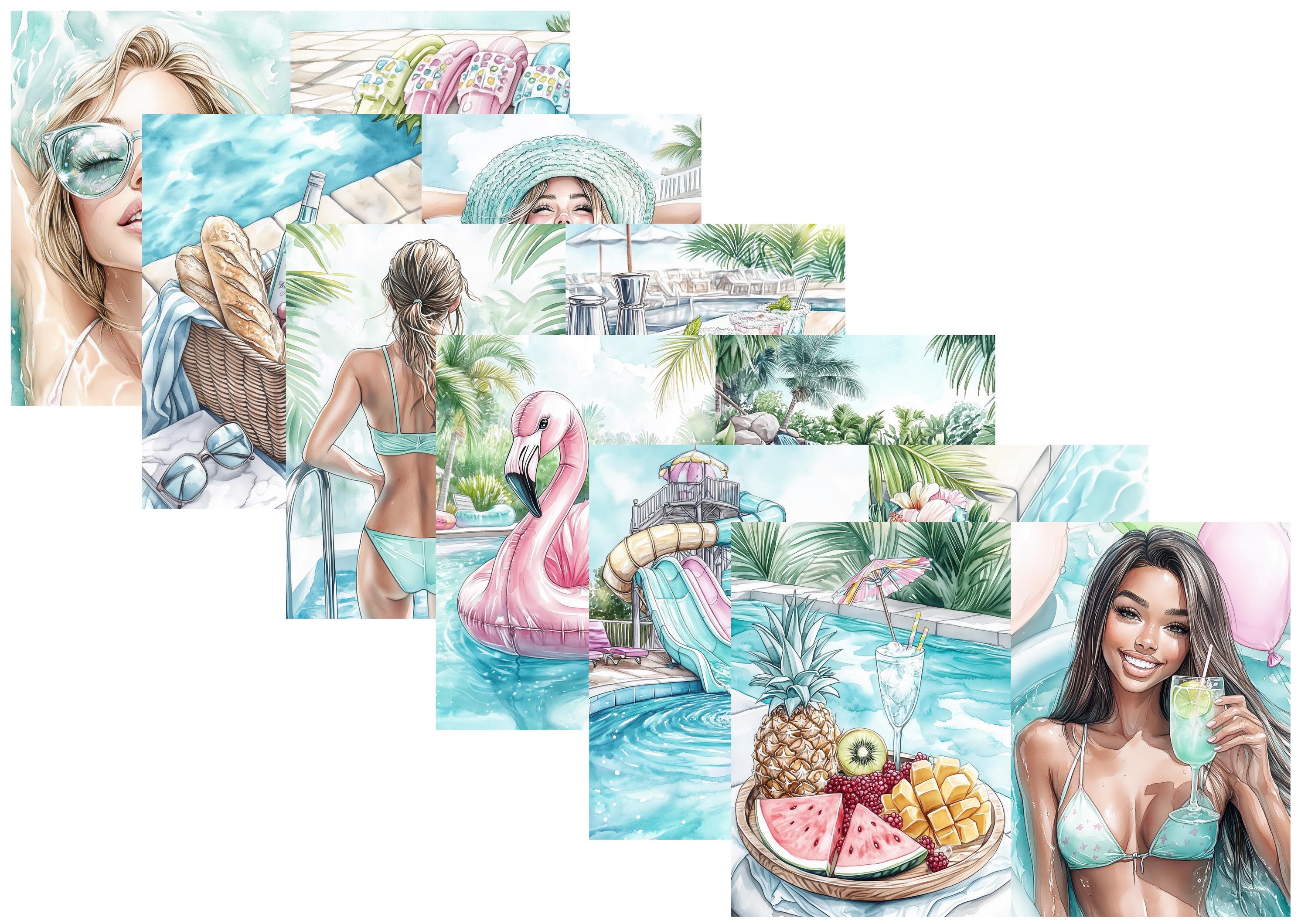 LovedbyGaby A4 journalpaper set Poolparty