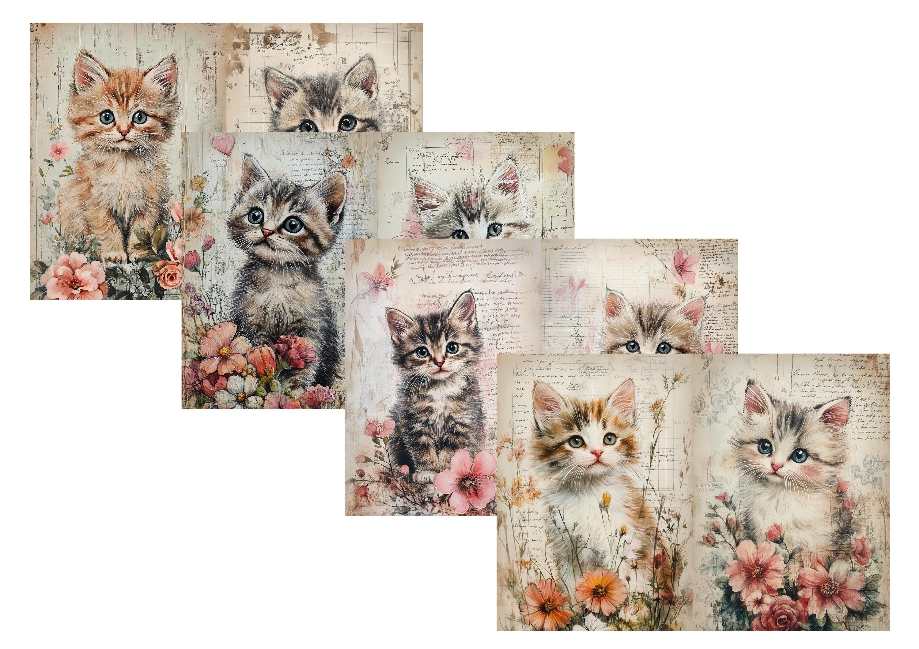 LovedbyGaby A4 journalpaper set Kittens