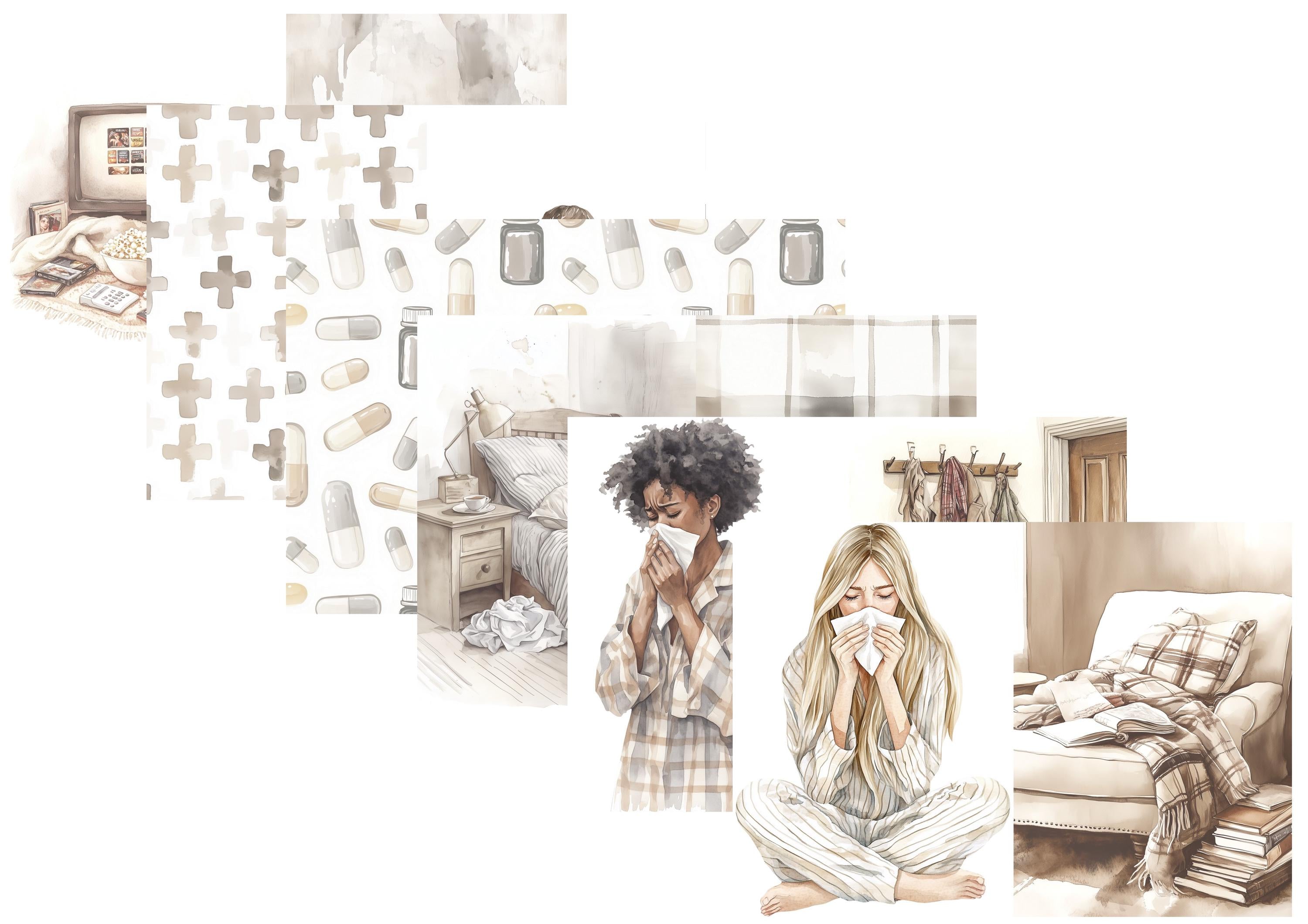 LovedbyGaby A4 journalpaper set Sick