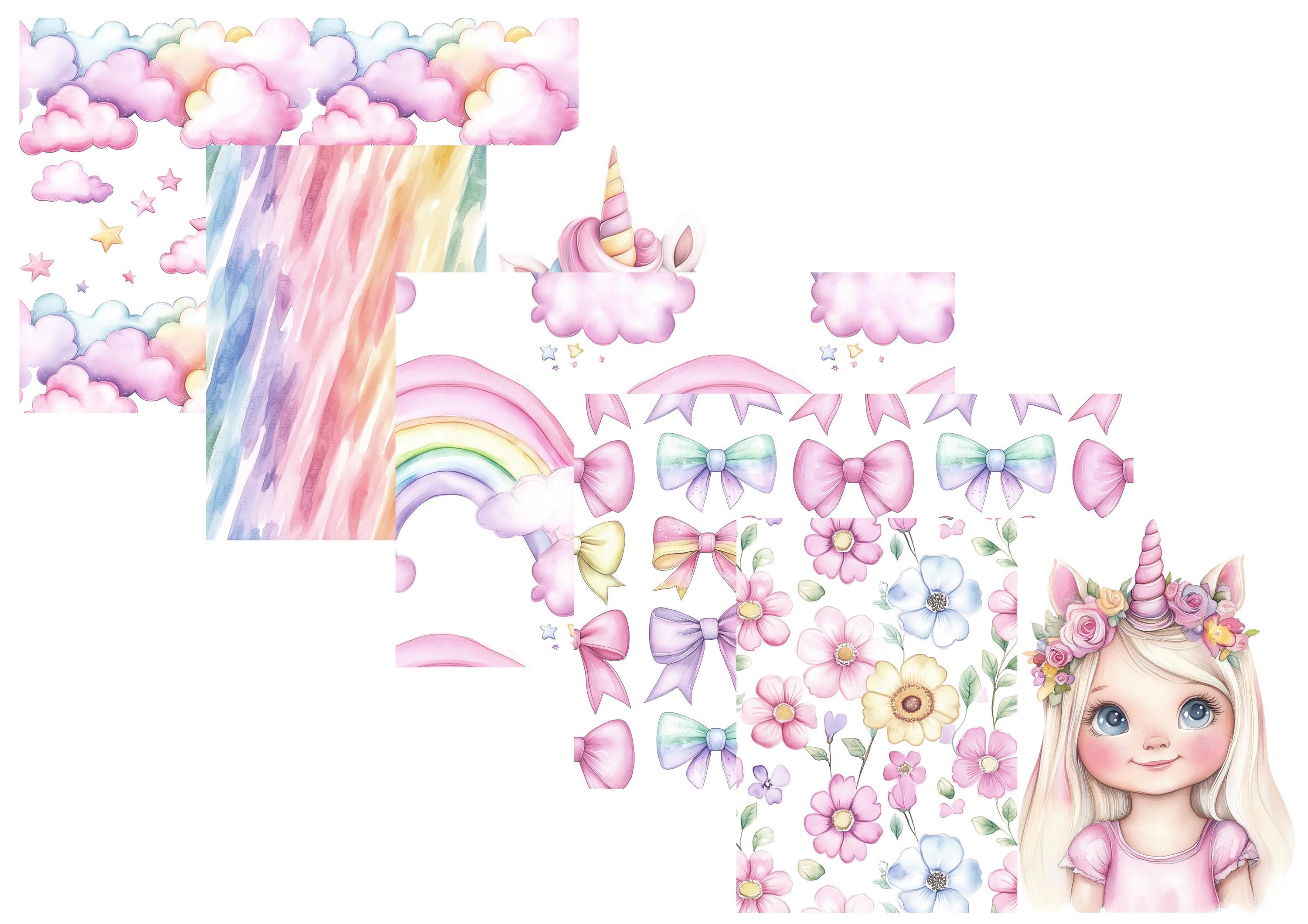 LovedbyGaby A4 journalpapier set Unicorn girl