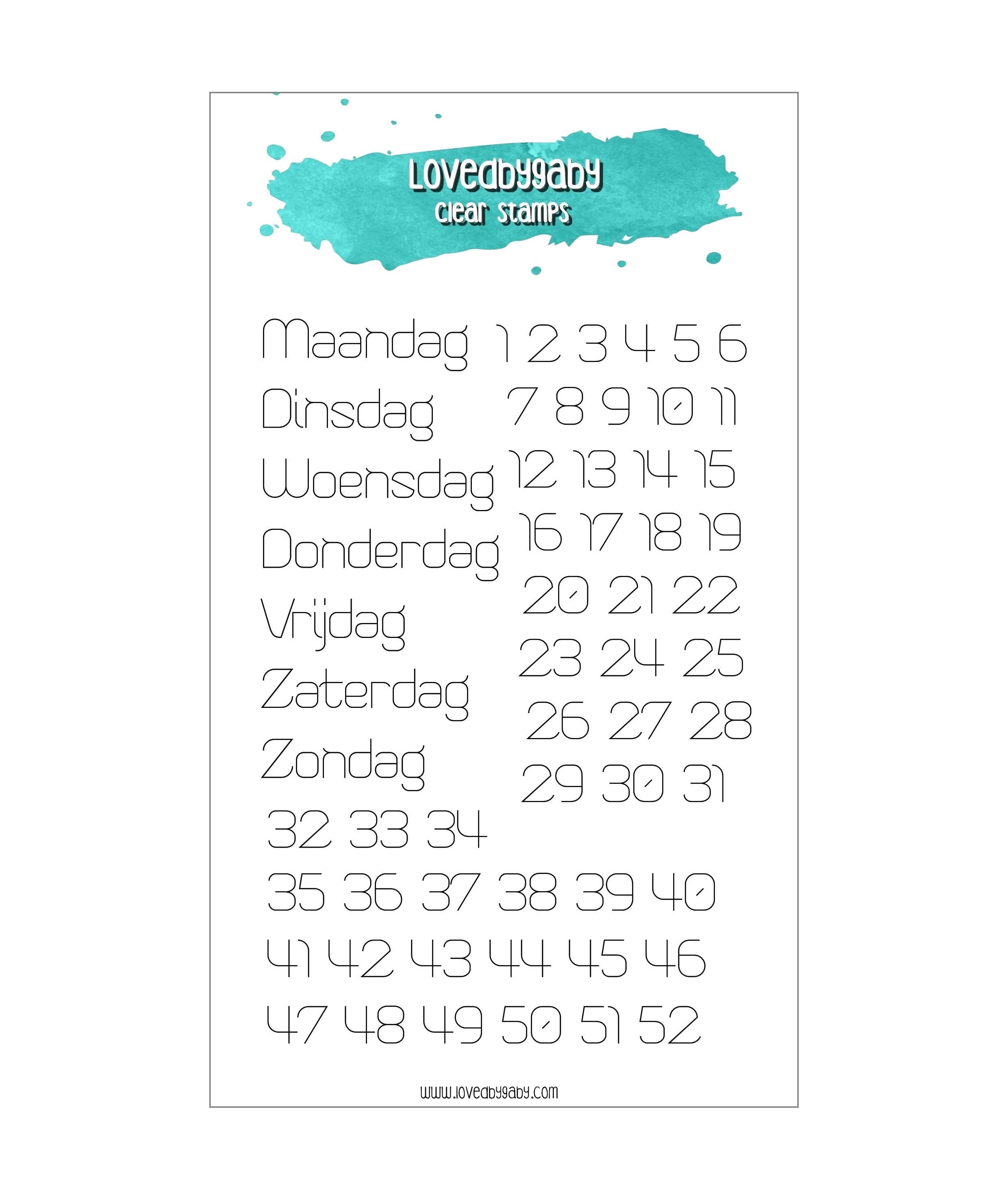 LovedbyGaby clear stamps dagen en (week)nummers