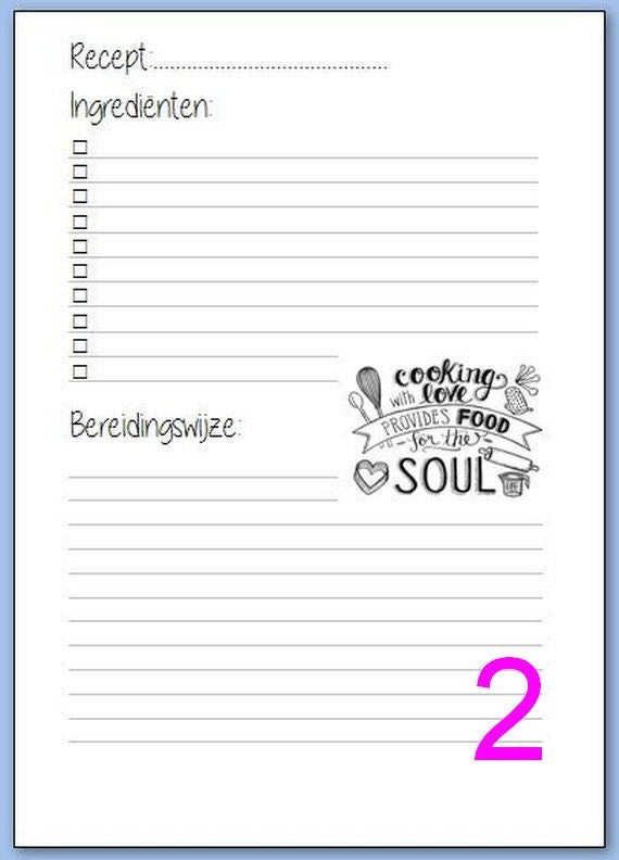A5 Recipe inserts