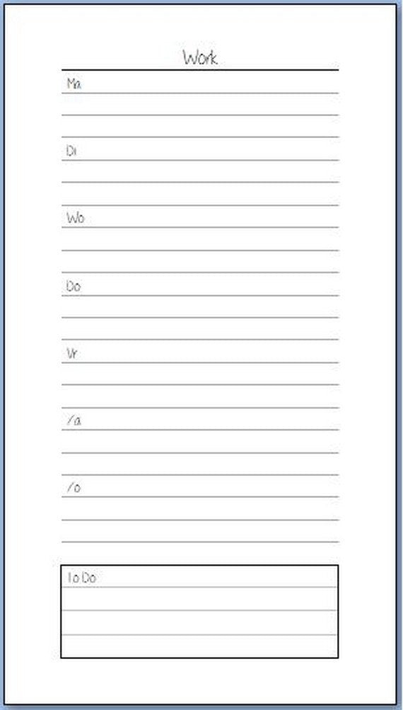 20 x Personal planning inserts