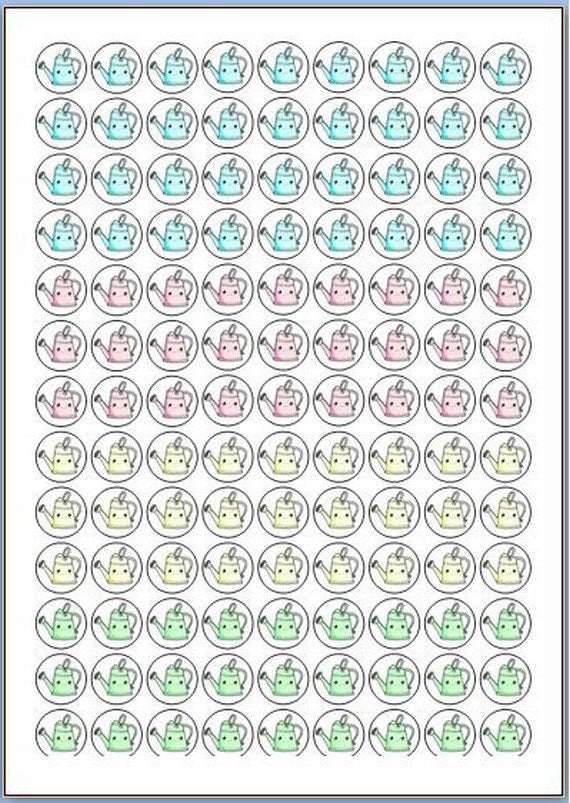 117 stickers watering/savings/cleaning/cooking pastel/pocketletters
