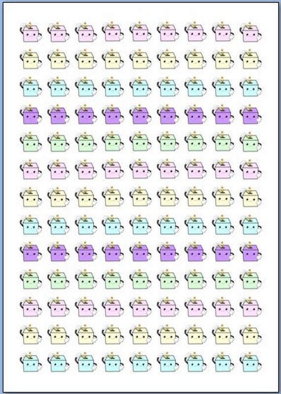 117 stickers watering/savings/cleaning/cooking pastel/pocketletters