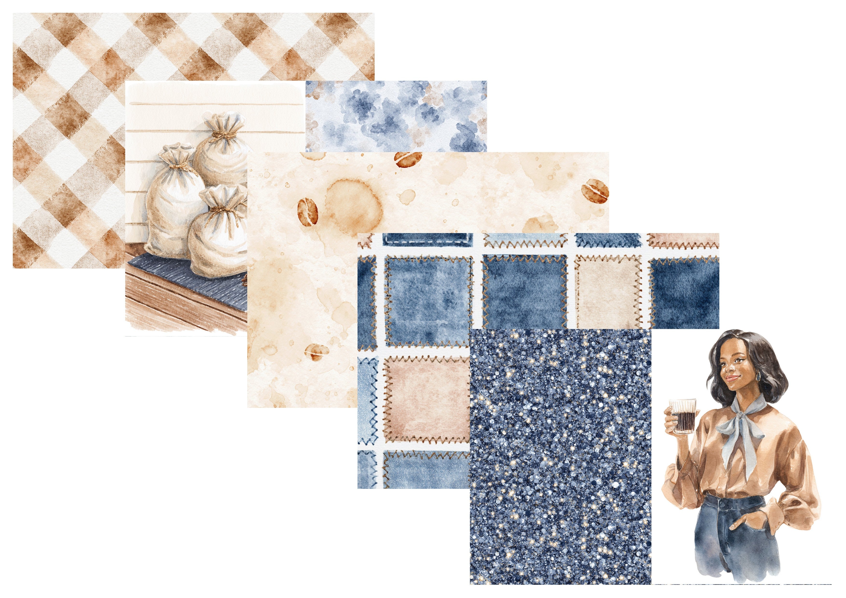 LovedbyGaby A4 en A5journalpapierset Jeans and coffee