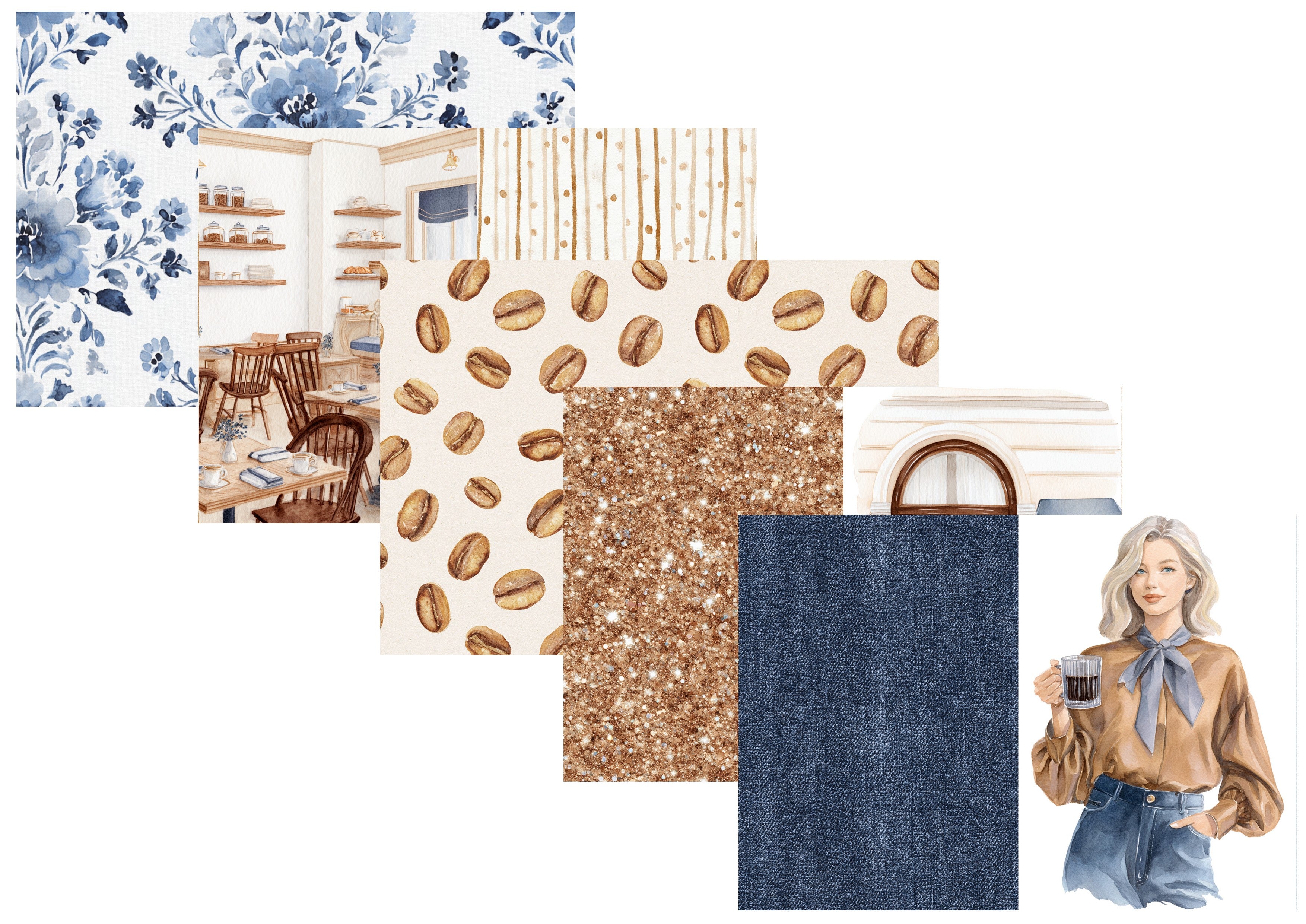 LovedbyGaby A4 en A5journalpapierset Jeans and coffee