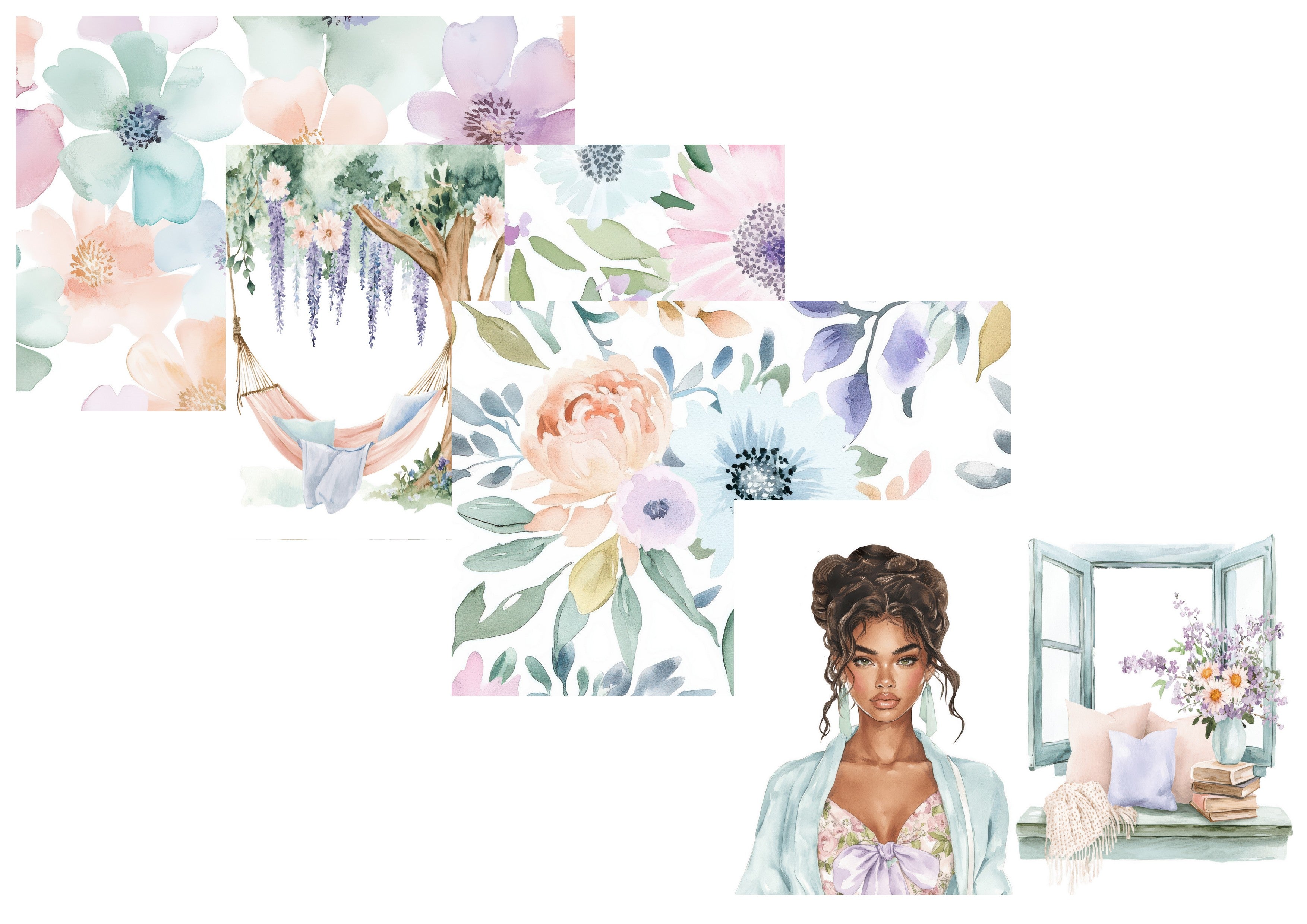 LovedbyGaby A4 journalpapier set Petals & pastel