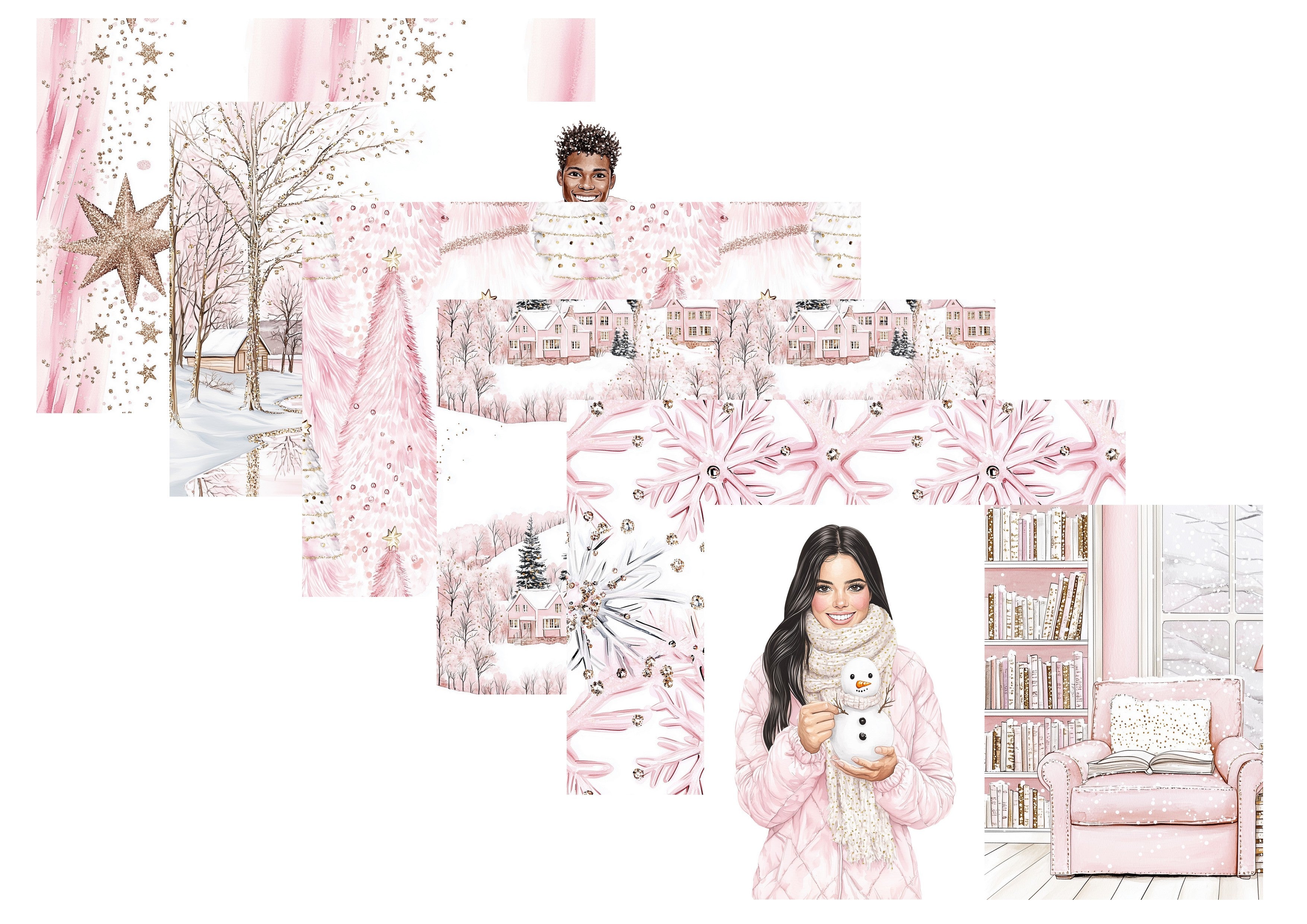 LovedbyGaby A4 journpapier set Pink winter