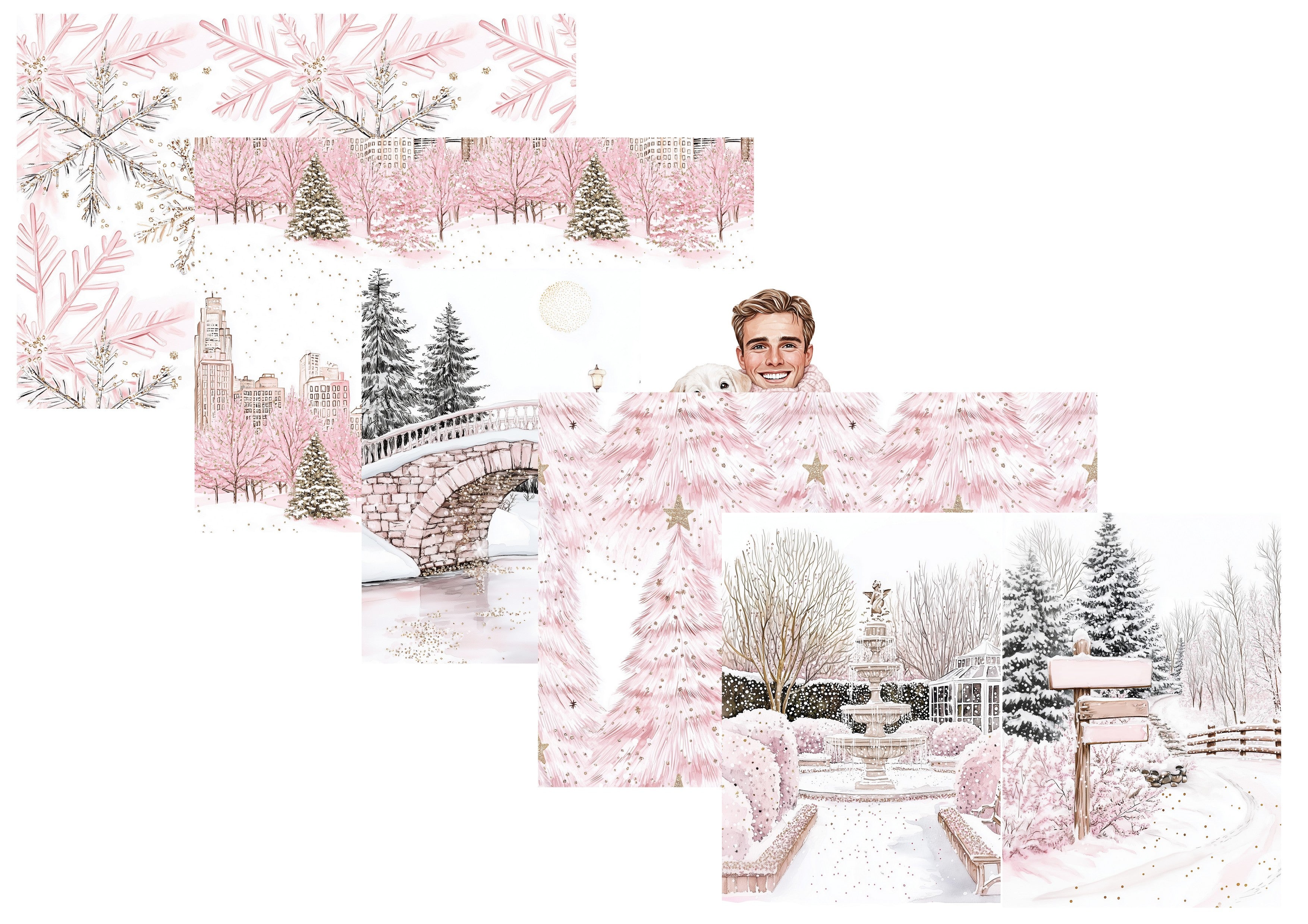 LovedbyGaby A4 journpapier set Pink winter