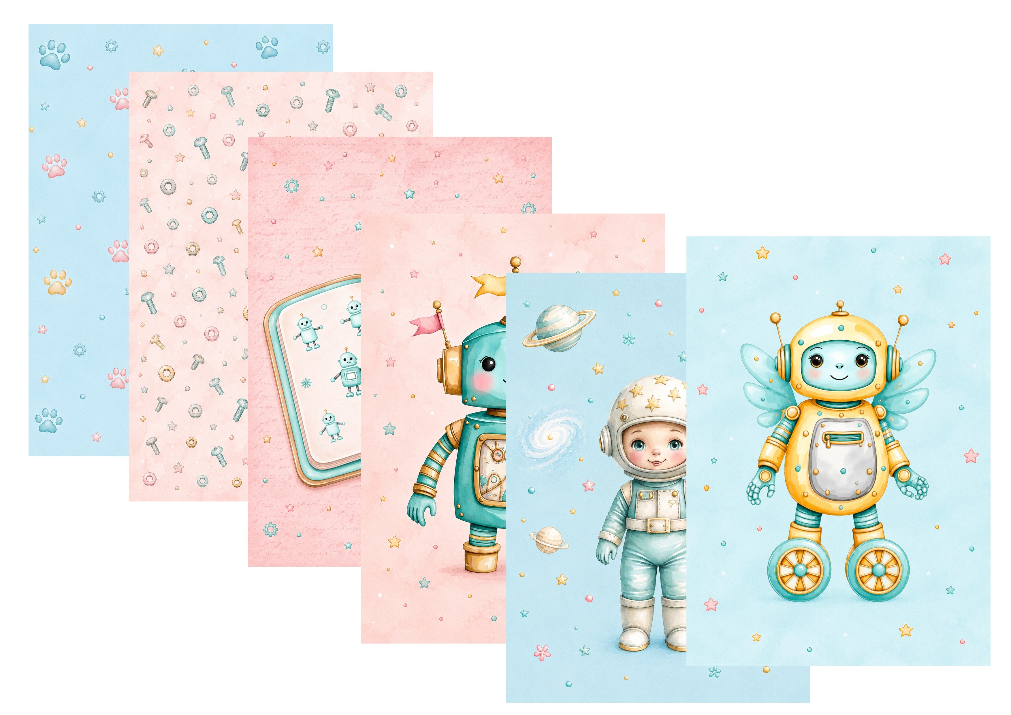 LovedbyGaby A5 journalpapier set Vriendelijke Robots
